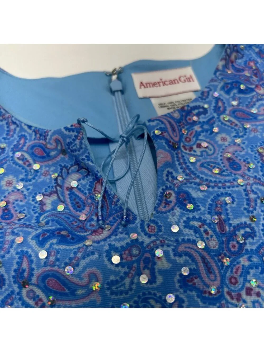AMERICAN GIRL Girls Blue Paisley Dress 14